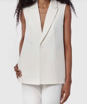 Anthropologie Maison d’ Amelie Sleeveless White Blazer thumbnail 1