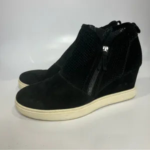 Sofft Bellview black suede‎ wedge sneakers booties women’s size 10 casual thumbnail 4