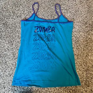 Zumba Women Teal Love Graphic Spaghetti Strap Athletic Workout Cami Tank Top L‎ thumbnail 5