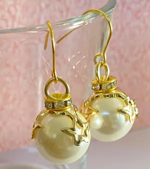 Handmade Dangle Earrings Star Pearl Kawaii Gift thumbnail 2