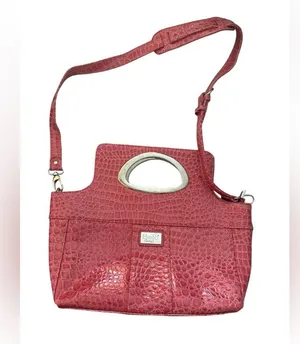 Beijo Pink Patent Leather Crocodile-Embossed Purse Crossbody thumbnail 1