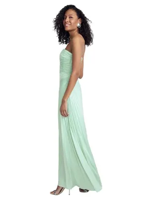 Dress The Population Kinley Pleated Strapless Gown in MInt Green Womens Maxi thumbnail 3