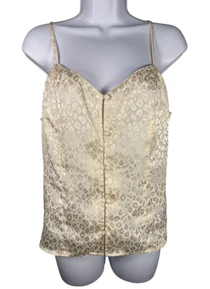Vintage Y2K Valerie Stevens Satin‎ Jacquard Cami Leopard Button Tank Medium thumbnail 1