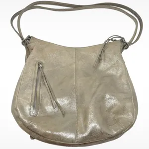 HOBO International Taupe Silver Metallic “Merrin” Leather Backpack Shoulder Bag thumbnail 1