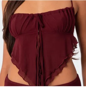 Edikted Tie Burgundy Top thumbnail 1