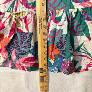 SUNDRY Tropical Floral Print Short Sleeve Ruffle‎ Hem cotton Dress Size S thumbnail 8