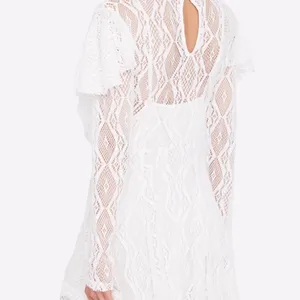 NWT Free People White Lace Fit And Flare MiniDress Small Ruffle Fairy thumbnail 4