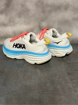 Hoka One One Bondi 8 Women’s Wide Sneakers Blanc De Blanc/Swim Day Size 7.5D thumbnail 13