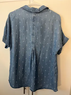 Anthropologie Cloth & Stone Blue Chambray Short Sleeve Button Down NWT small thumbnail 3