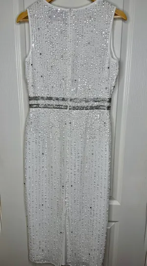 Mac Duggal Ivory Sequin Beaded Formal Maxi Dress Size 6 NWT thumbnail 9