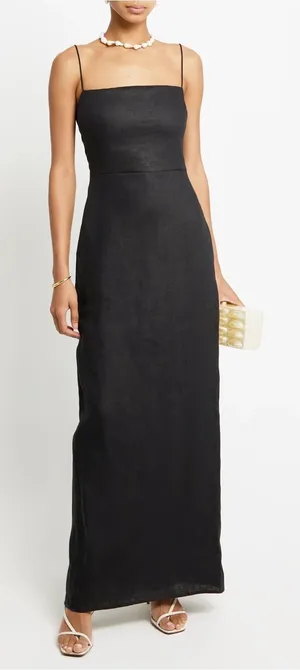NWT o.p.t Adeline Linen Dress size 10 black linen few moda maxi thumbnail 1