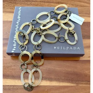 SILPADA “By the Horns” - Buffalo Horn & Brass Link Necklace - KRN093 - NWT thumbnail 7