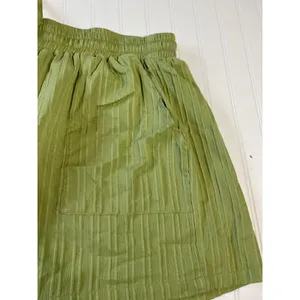 Shein Curve+ Olive Green Textured Button Down Shirt and Shorts Set Size 24 6X thumbnail 10