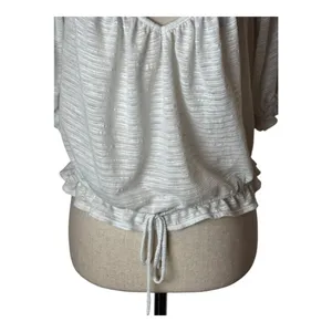 Free People Shirt Women Medium‎ White Dorothy Puff Sleeve Cropped Top Boho thumbnail 7