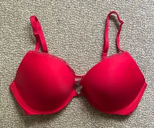 Victoria's Secret Red Lace Push Up Bra 34C thumbnail 1