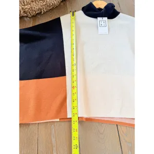 NWT THML Colorblock‎ Poncho Women Black Cream Rust XS thumbnail 5