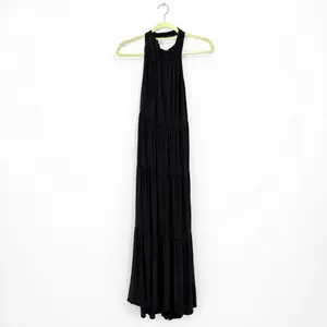 RD Style Black Halter Tiered Midi Dress Sz M thumbnail 2