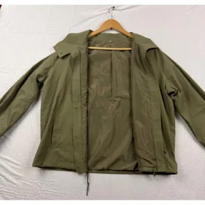 Fashion Olive Green Funnel Neck Button Up Windbreaker Jacket MLZ-2409 Small thumbnail 3