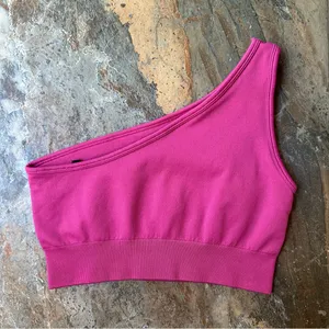Bo+Tee One Shoulder Sports Bra Women’s Size Medium Pink thumbnail 3