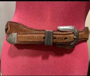 Vintage wester leather belt Brown Size M thumbnail 1