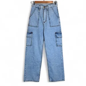 On The Way Blue Wide Leg Cargo Jeans Womens M Casual Denim thumbnail 2