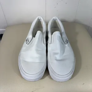 Vans Solid White Classic Slip On Low Top Casual Sneakers Canvas M5.5/W7 Retro thumbnail 3