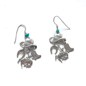 Back In The Saddle Cowboy western turquoise dangle earrings thumbnail 2