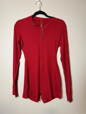 Skims brick soft lounge button up Henley romper NWT medium thumbnail 3