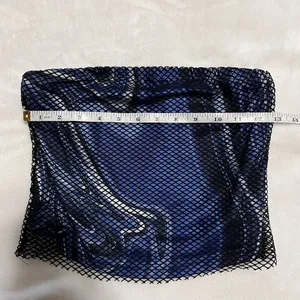 Retro Goth Midnight Swirl Y2K Tube Top Sleeveless Strapless Fish Net Sz S EUC thumbnail 4