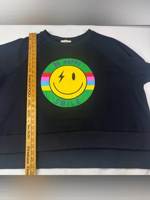Fantastic Fawn Navy Pullover with Rainbow Smiley Graphic thumbnail 3