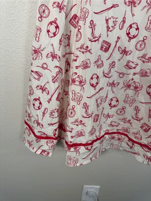 Hell Bunny Red White Nautical Print Fit & Flare Dress Womens XL Rockabilly NWT thumbnail 11