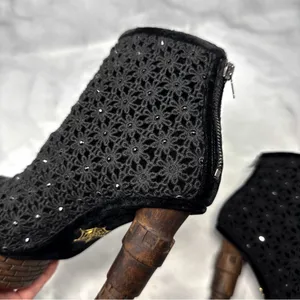 Charlotte Olympia Damsel in Distress Castle Tower Heel Crochet Platform Boots 38 thumbnail 9