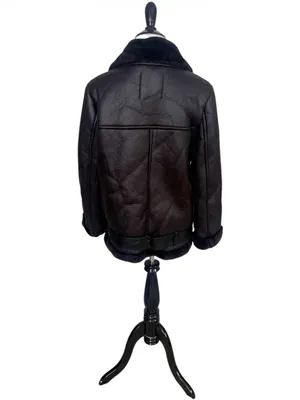 Zara Faux Leather/Fur Black Biker Jacket Size Small thumbnail 4