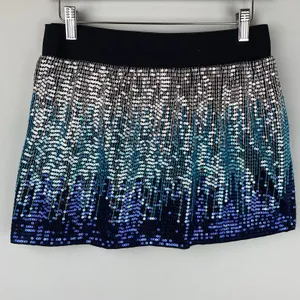 Free People Metallic Blue Ombre Sequin Mini Skirt Medium NWOT thumbnail 7