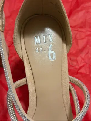 Mix No. 6 Beige Strappy Heels with Silver Crystal Straps thumbnail 2