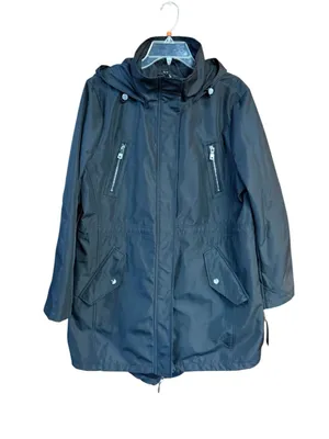 Kenneth Cole New York Women's Black Hooded Utility Parka Jacket - Size XL thumbnail 1