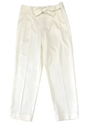 NWT Loft Outlet Paperbag Pants White Tapered Leg Belted Office‎ Size Medium thumbnail 1