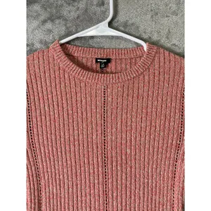 Monrow Coral Cream Ribbed Cotton Cropped Long Sleeve Sweater Top Size XS New thumbnail 2