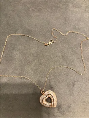 Rose Gold Plated Sterling Silver Baguette Cz Heart Necklace 18” thumbnail 4