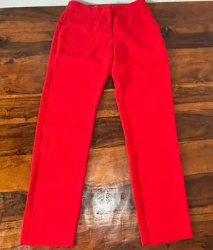 Diane Von Furstenberg Women's Red Dress Pants Size 0‎ Straight Leg thumbnail 1