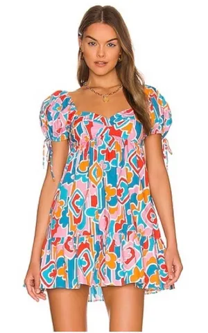 NWT Amanda Uprichard‎ Sicily Babydoll Mini Dress Miami Print Size Medium thumbnail 1