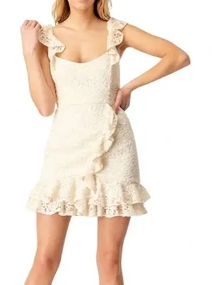 Bardot Adira Lace Mini Dress Orchid White Cream Ruffle Cocktail Party Sz M US 6 thumbnail 1
