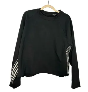 Avia Cropped Crewneck Sweatshirt Size XL 16-18 Black White Stripes Athleisure thumbnail 1
