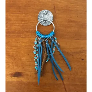 Justin Boots Turquoise Concho Fringe Earrings Western Cowgirl Boho Statement NWT thumbnail 11