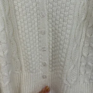Abercrombie & Fitch Cable Knit Cardigan Sweater Cream V Neck Size‎ L thumbnail 3