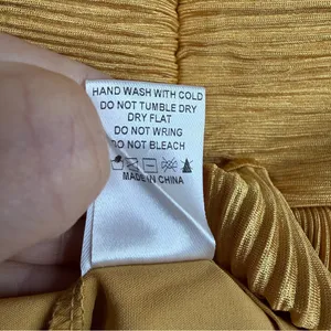 Lena Gold Pleated Tiered Mini Dress Deep V Neck Side Tie Party Dress Small thumbnail 12