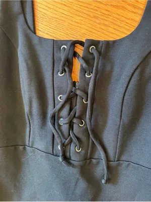 LuLu’s Black Lace Up Bodycon Mini Dress Size Small Y2K Going Out Sexy LBD thumbnail 7