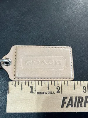 Coach Leather Key Tag in Beige and Silver Hardware thumbnail 2