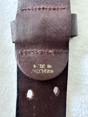 Leather Belt Size L Brown Double Prong Silver Buckle Waist Band Unisex Western thumbnail 7