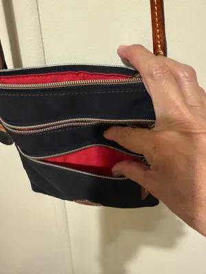 Dooney & Bourke Black Nylon Crossbody with Brown Leather Trim and Gold Hardware thumbnail 9